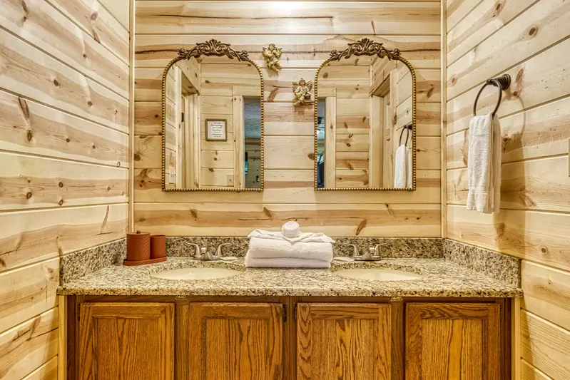 Heavenly Gaze upper level bathroom with double vanity