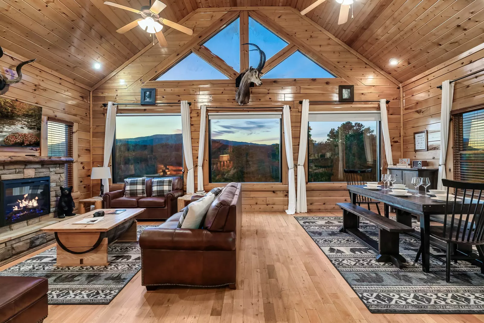 Spacious living room and dining area