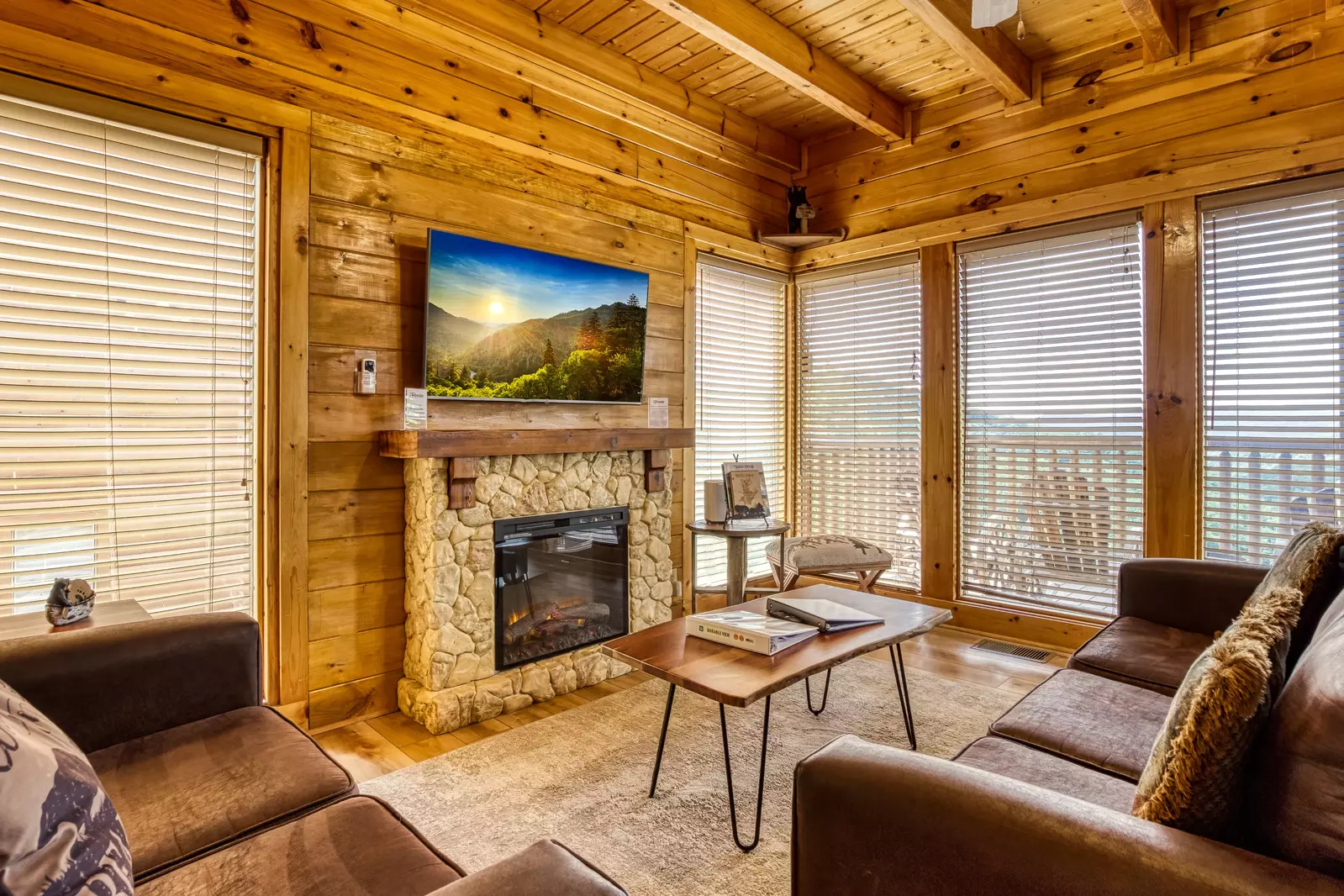 Awesome Views living room with 50 inch TV