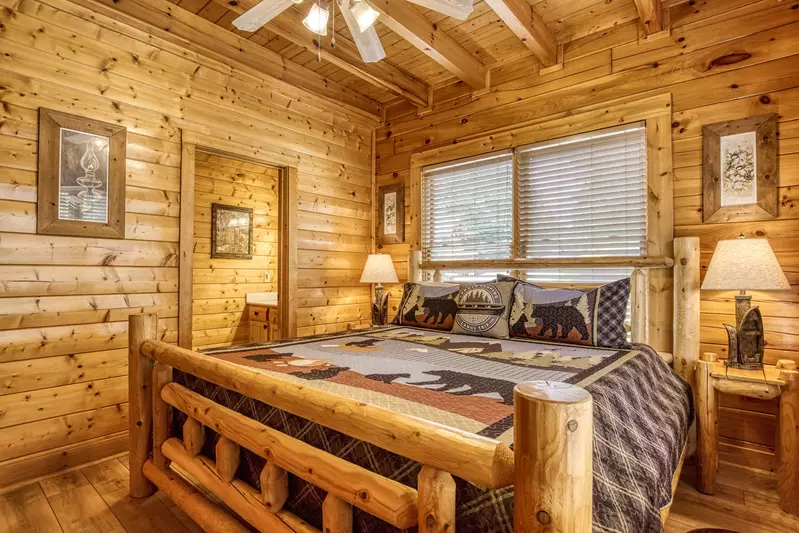 Awesome Views main level bedroom with king size bed and private bathroom