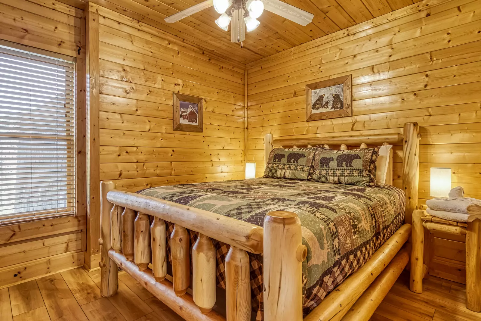 Awesome Views lower level bedroom with queen size bed