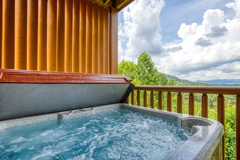 Awesome Views lower level deck with hot tub