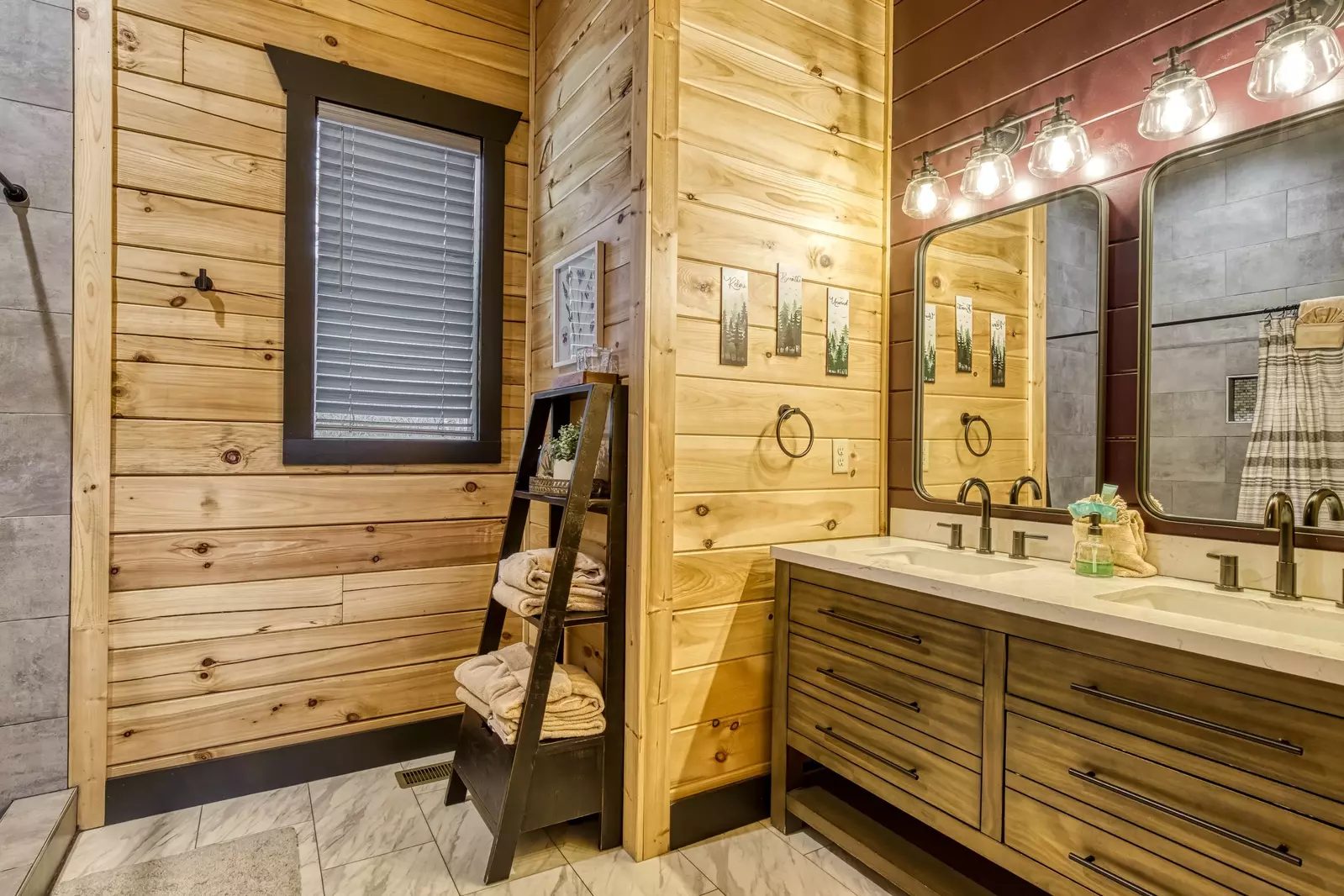 Full bath with towels, hair turbans, plush robes